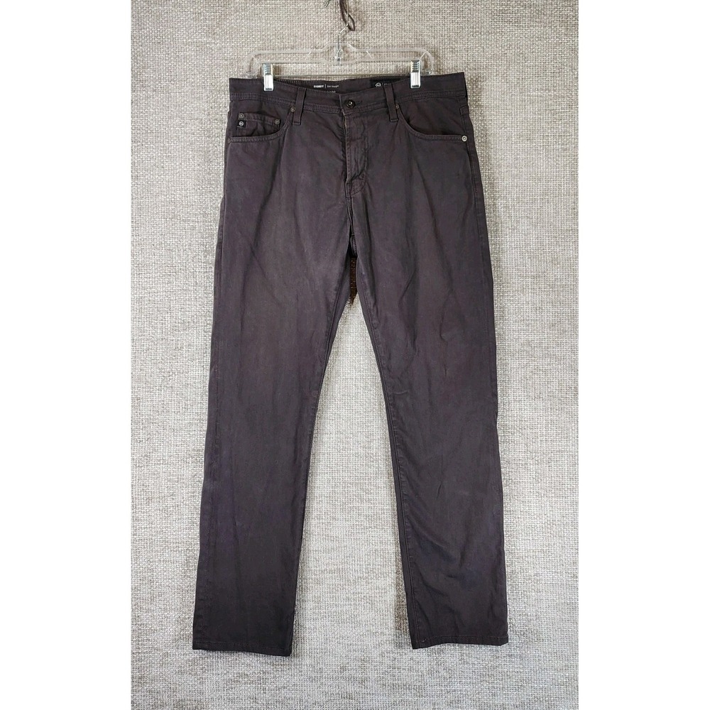 AG Adriano Goldschmied Everett Slim Straight Pant Mens 33x32 Brown Cotton